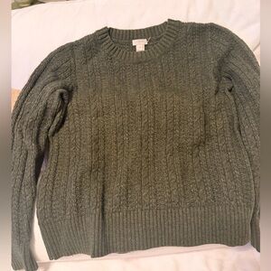 J. Crew Forest Green Cable Knit Sweater